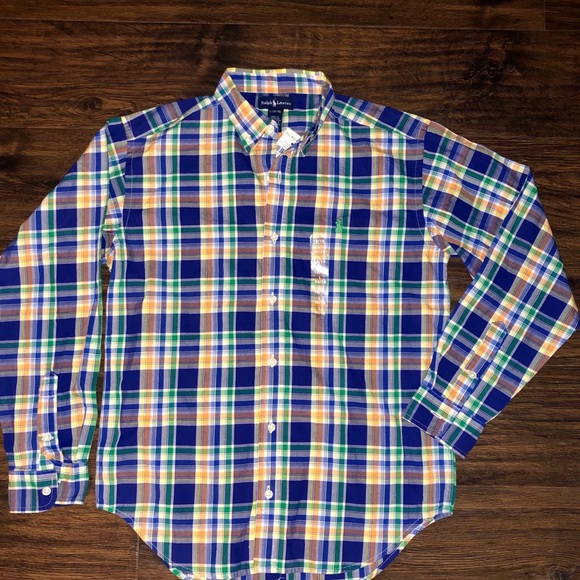 NWT Ralph Lauren Plaid Cotton Poplin Shirt